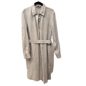 Lafayette 148 long sleeve belted linen shirt dress small